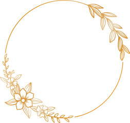 Luxury gold circle floral frame