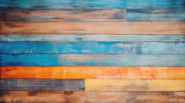 Watercolor art, aged wood, abstract block texture on wall for background,
