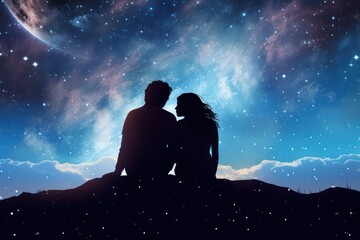 Fototapeta na wymiar Stargazing together isolated on white background