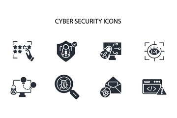 Cyber security icon set.vector.Editable stroke.linear style sign for use web design,logo.Symbol illustration.