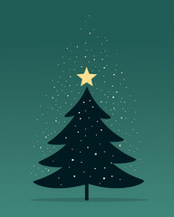 A simple Christmas tree silhouette with a star on top. Flat clean illustration style