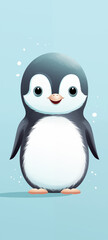 Fototapeta premium A smile penguin, illustrate by Duncan Beedie children book illustration, simple, cute, full colour, minimalist, detailed, vector illustration, no background