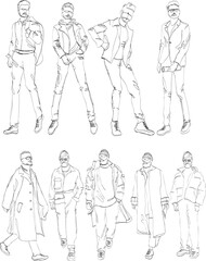 Fashion man set. Sketch of a fashion man