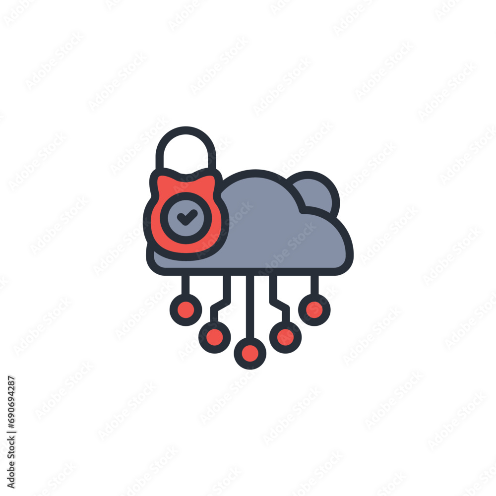 Aufkleber cloud security icon. vector.editable stroke.linear style sign for use web design,logo.symbol illustr