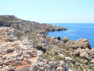 Fototapeta na wymiar Malta, przyroda, widoki, woda, morze, skały, pejzaż
