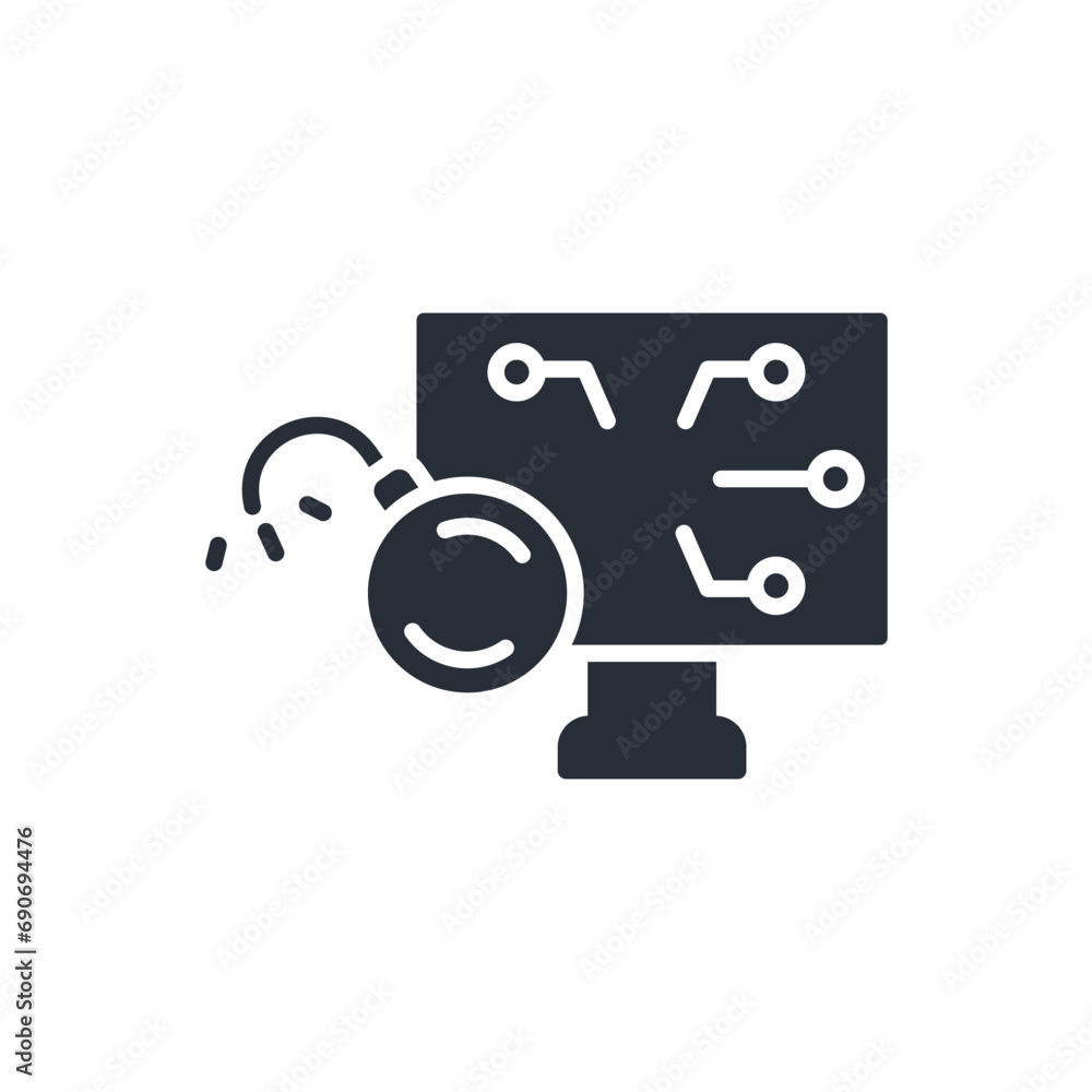 Poster cyber attack icon. vector.editable stroke.linear style sign for use web design,logo.symbol illustrat