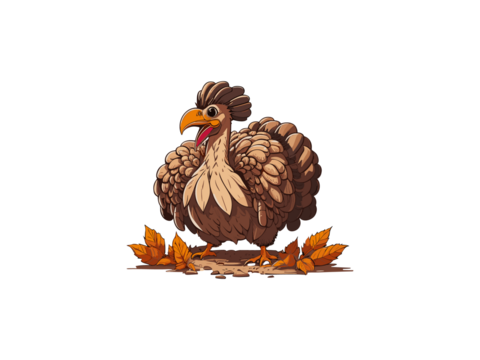 turkey with fall pumpkin and sun flowers illustration , Png Clipart.