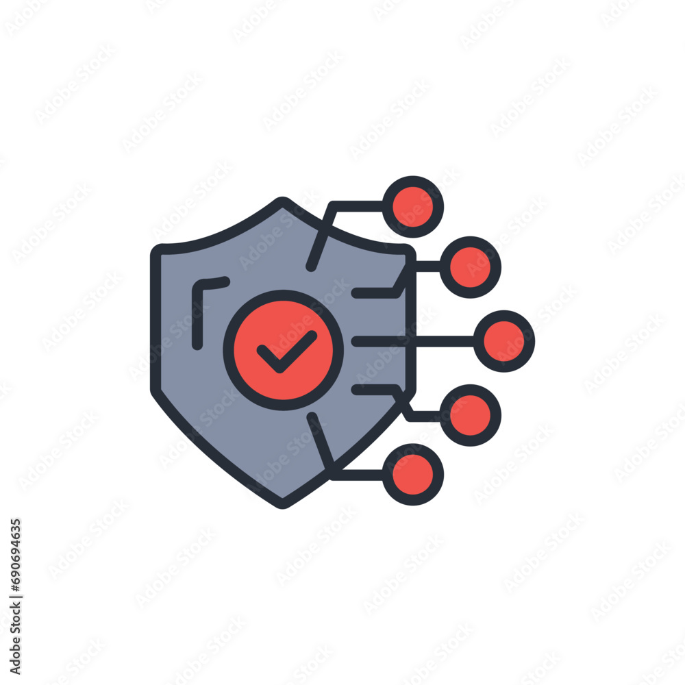 Poster cyber security icon. vector.editable stroke.linear style sign for use web design,logo.symbol illustr