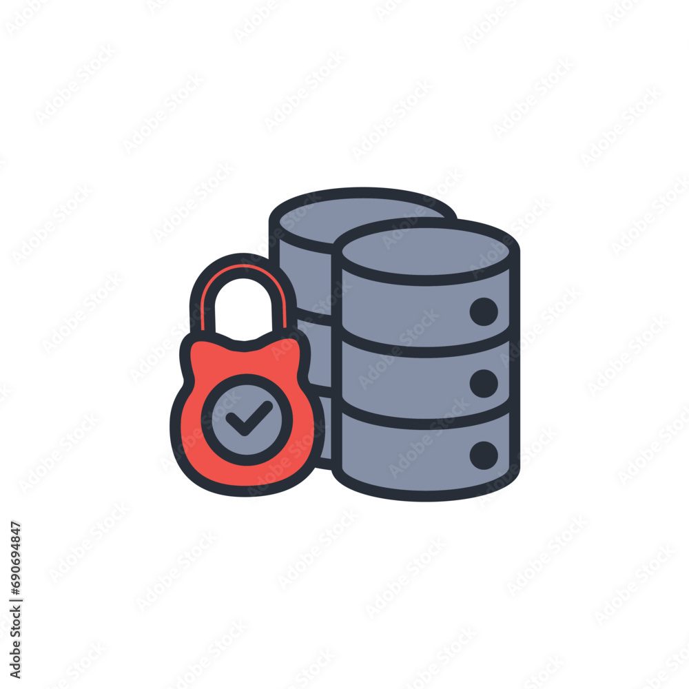 Poster data security icon. vector.editable stroke.linear style sign for use web design,logo.symbol illustra