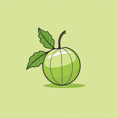 Simple graphic of a Gooseberry berry. Flat clean cartoon 2D illustration style