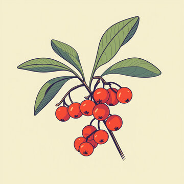 Simple graphic of a Buffalo berry. Flat clean cartoon 2D illustration style
