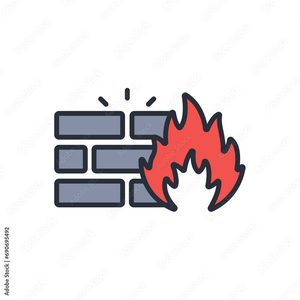 Poster firewall icon. vector.editable stroke.linear style sign for use web design,logo.symbol illustration.