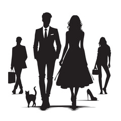 Beautiful Couple Silhouette: Tranquil Silhouette by the Water's Edge - Black Vector Husband Wife Silhouette - Love Silhouette
