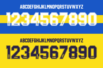 font vector team 2022-2023 kit sport style font. football style font with lines. Boca font. Home and away