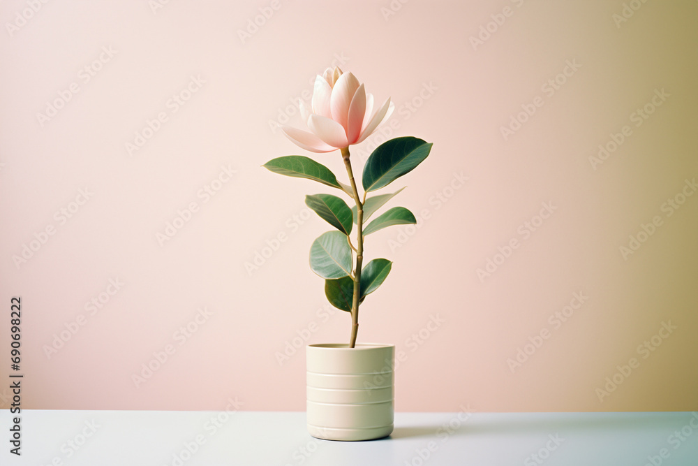 Aufkleber A magnolia bloom captured in a minimalistic moment within a small pot.