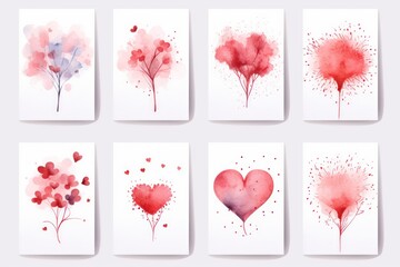 Valentine's Day cards isolated on white background