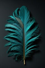 A Vibrant Green Feather Set Against a Dark Background