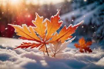 A Frosty Leaf Resting in a Winter Wonderland