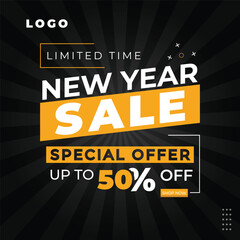 Fototapeta na wymiar New Year Discount Sales Post Banner Template 