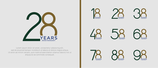set of anniversary logo black and brown color on white background for celebration moment