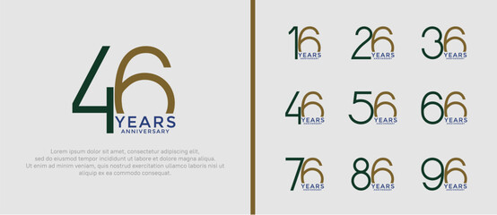 set of anniversary logo black and brown color on white background for celebration moment