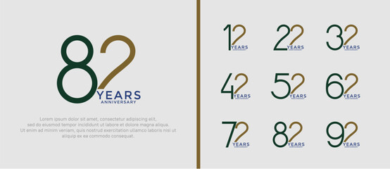 set of anniversary logo black and brown color on white background for celebration moment