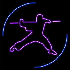 shaolin neon sign, modern glowing banner design, colorful modern design trends on black background. Vector illustration.