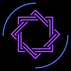 star of lakshmi neon sign, modern glowing banner design, colorful modern design trends on black background. Vector illustration.