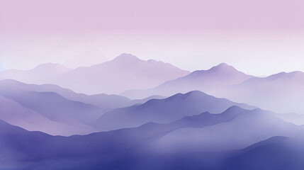 The background is purple and white abstract mountains