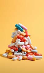 Vibrant Medicinal Assortment - Varied Capsules & Tablets, Pharmaceutical Industry Illustration. Generative AI
