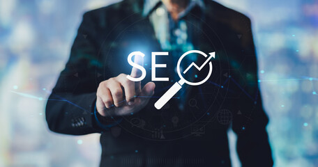 Search engine optimization : SEO concept for business technology with social media content and...