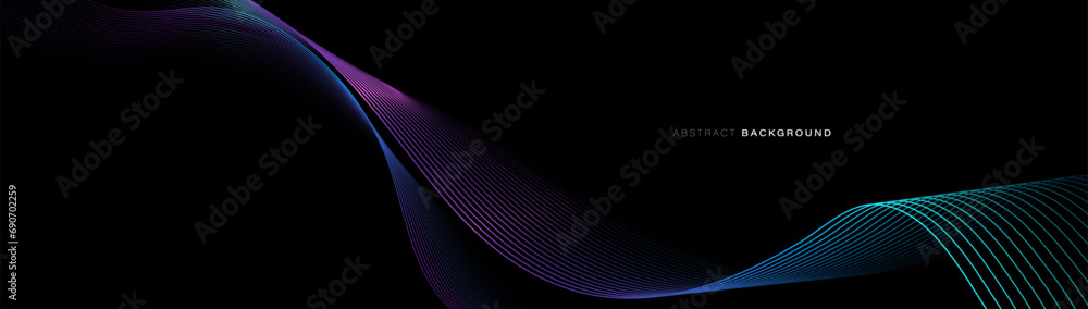 Aufkleber abstract blue and pink flow wavy lines background. digital technology wavy line. minimal banner vect