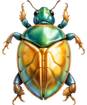 Watercolor painting of a tortoise beetle. 