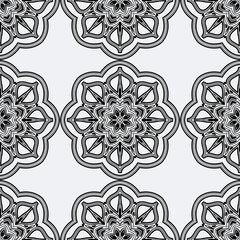 seamless floral pattern. Black and white background with abstract plants silhouette