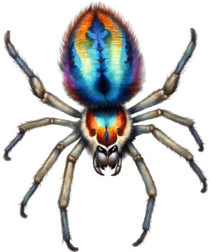 Watercolor painting of a spider. 