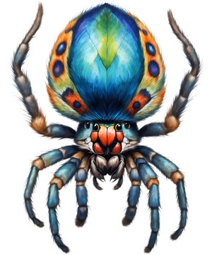 Watercolor painting of a spider. 