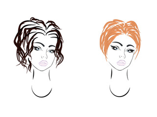 Vector set of trendy hair styling for woman (from my big Hair styling series)