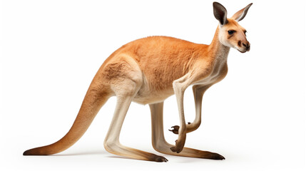 Red kangaroo on white background. generative ai