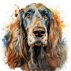 watercolor Afghan Hound clipart, Generative Ai