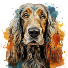 watercolor Afghan Hound clipart, Generative Ai