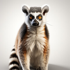 Naklejka na ściany i meble Ring-tailed lemur, Lemur catta, in front of white background. generative ai