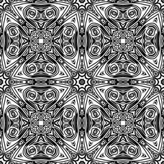 Oriental black and white pattern with damask, arabesque and floral elements. Seamless abstract ornament