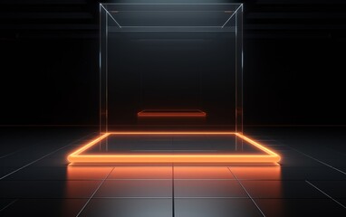 Futuristic Orange Neon Glass Podium for Product Display