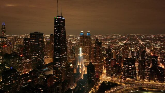 Ariel view  Downtown Chicago time laps 