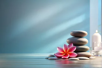 Foto op Canvas Spa treatment aromatherapy with candles, Stones and flowers for relax wellness. © Dwi
