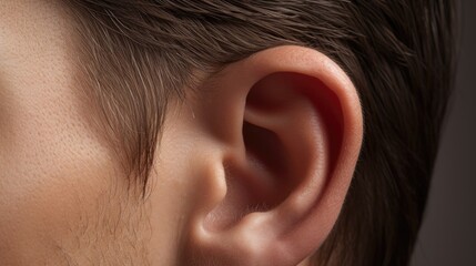 Close-up of the ear. A man's ear - obrazy, fototapety, plakaty