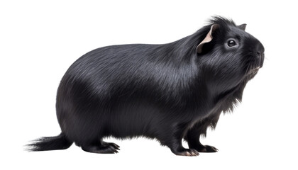 black guinea pig isolated on transparent background cutout - obrazy, fototapety, plakaty