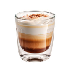 Cappuccino. Glass coffee cup. A drink in a cup. Isolated on transparent background