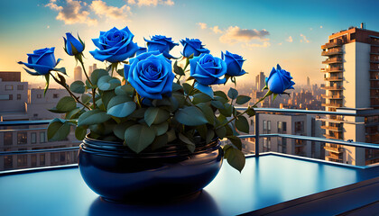 Beautiful Flowers on the Balcony - obrazy, fototapety, plakaty