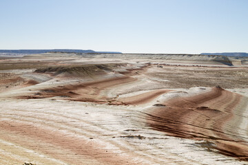 Kyzylkup area landscape, Mangystau desert. Rock strata formations